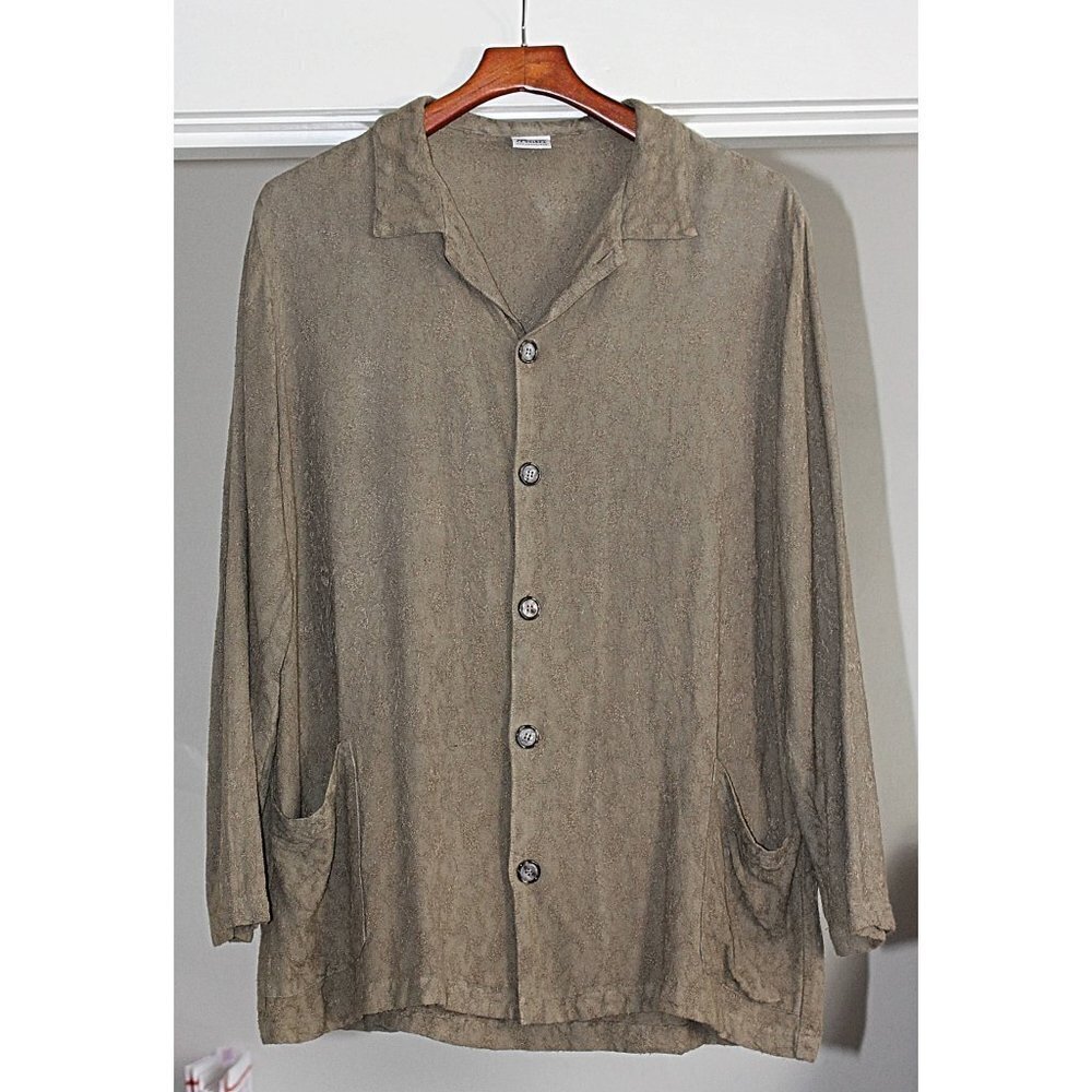 CP Shades - Vintage Rustic Patterned Tunic Jacket, Hippie Style, Ochre Med